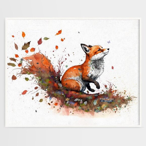 NobleCaptures Other - 16x20 Fox Watercolor‎ Oil Painting Art Poster Print